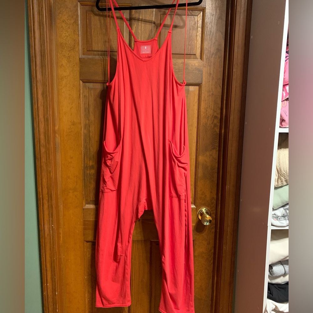 FP Movement by Free People Red Lightweight Sleeveless Jumpsuit